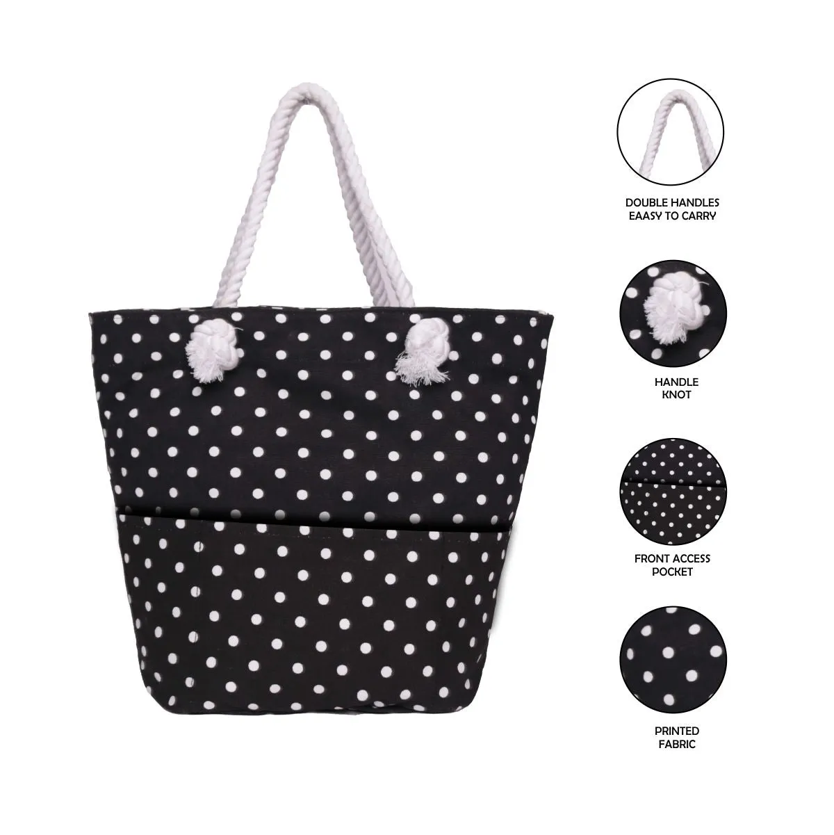 Women Dot Print Oversized Shopper Bag