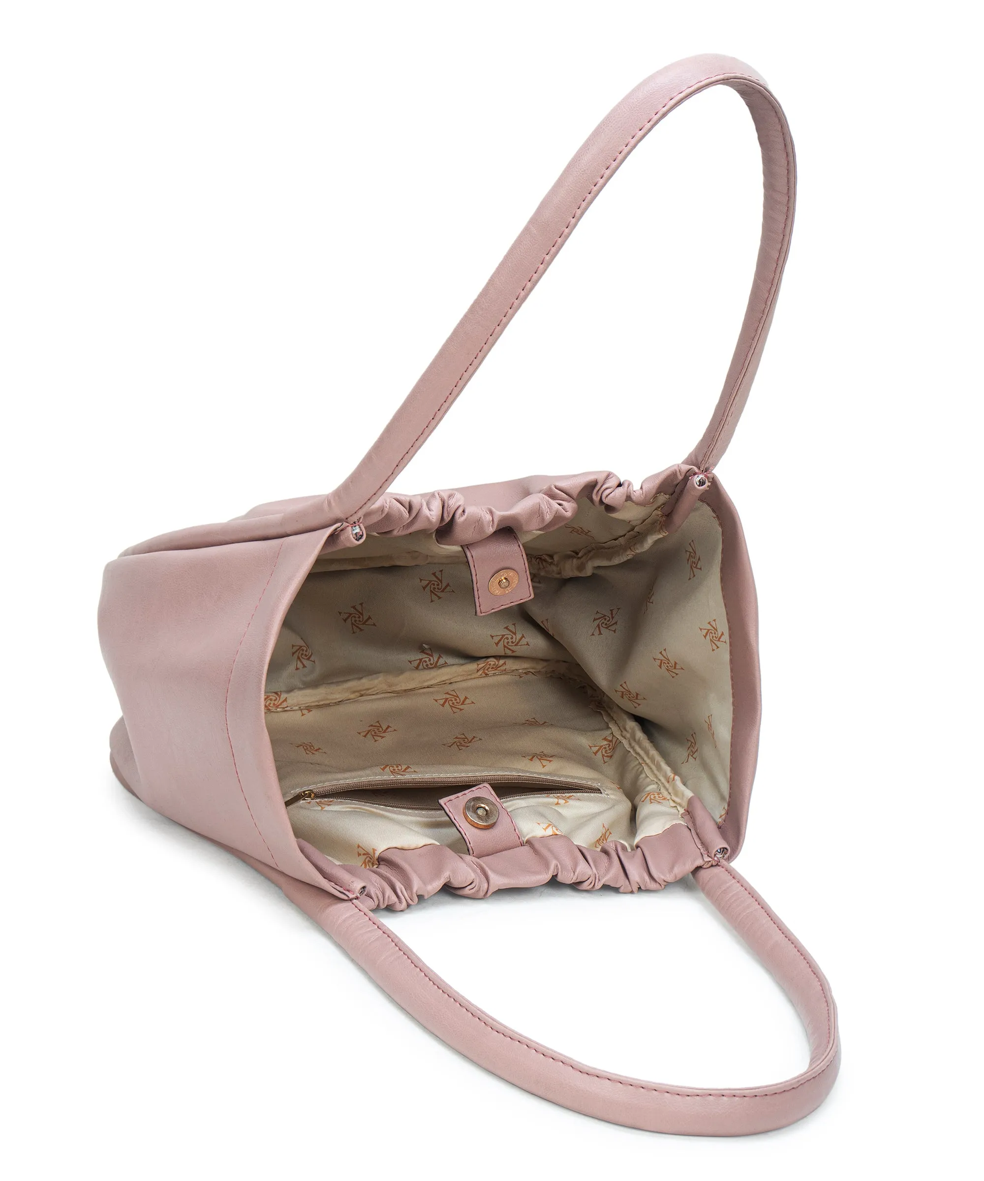Women Pink Medium Solid Shoulder Bag with Pouch