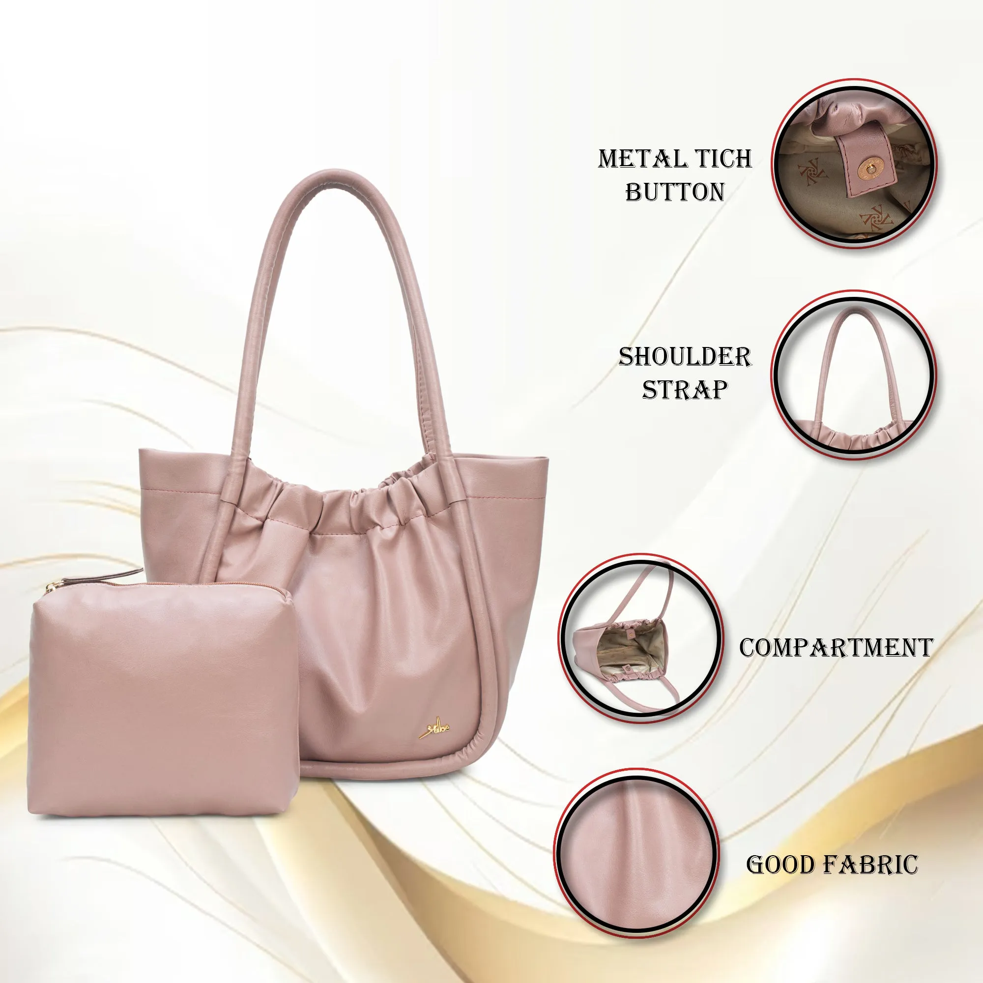 Women Pink Medium Solid Shoulder Bag with Pouch